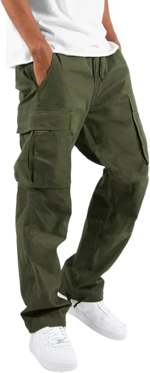 Mens Outdoor Cargo Pant Lightweight Relaxed Fit Pant Hiking Jogger Classic Fit Multi Pockets Fashion Trousers