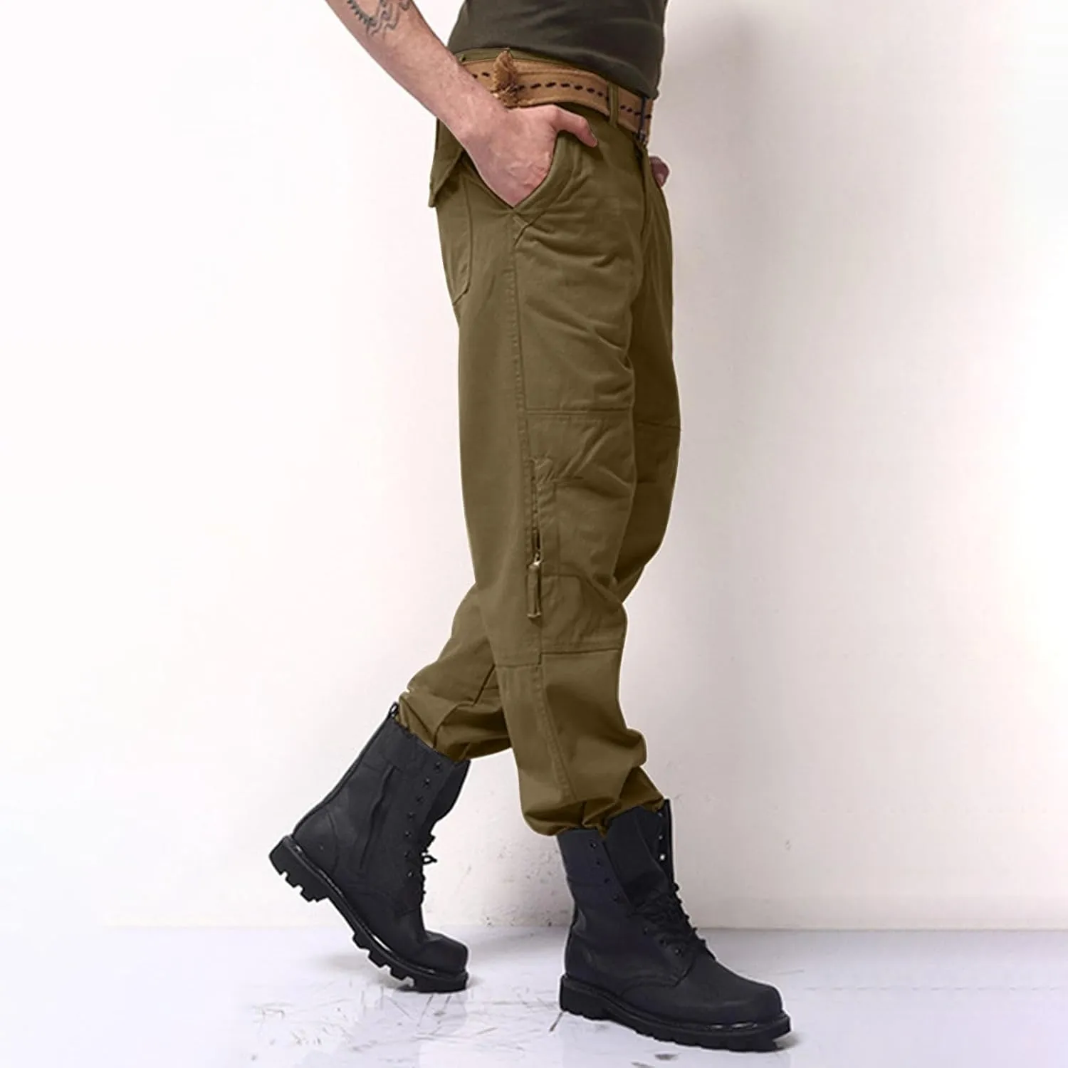 Mens Pants Cargo Joggers Outdoor Hiking Pants Multi Pockets Classic Fit Comfort Utility Cargo Work Pants Regular Fit