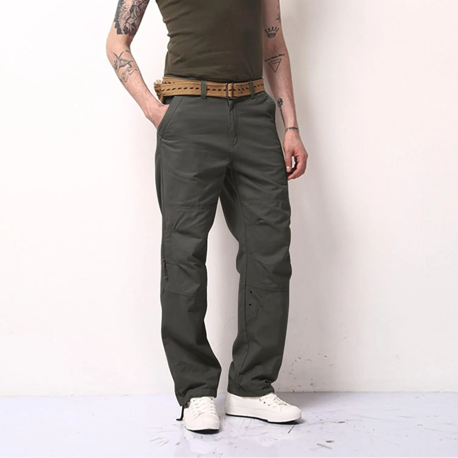 Mens Pants Cargo Joggers Outdoor Hiking Pants Multi Pockets Classic Fit Comfort Utility Cargo Work Pants Regular Fit