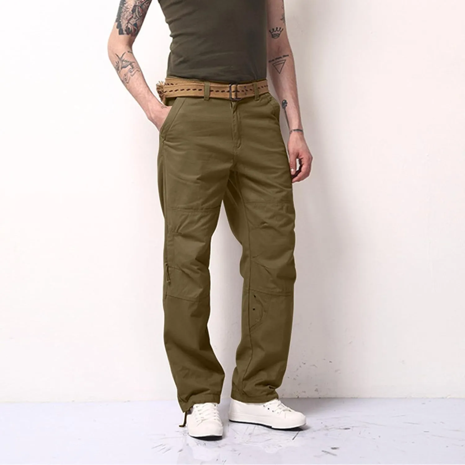 Mens Pants Cargo Joggers Outdoor Hiking Pants Multi Pockets Classic Fit Comfort Utility Cargo Work Pants Regular Fit