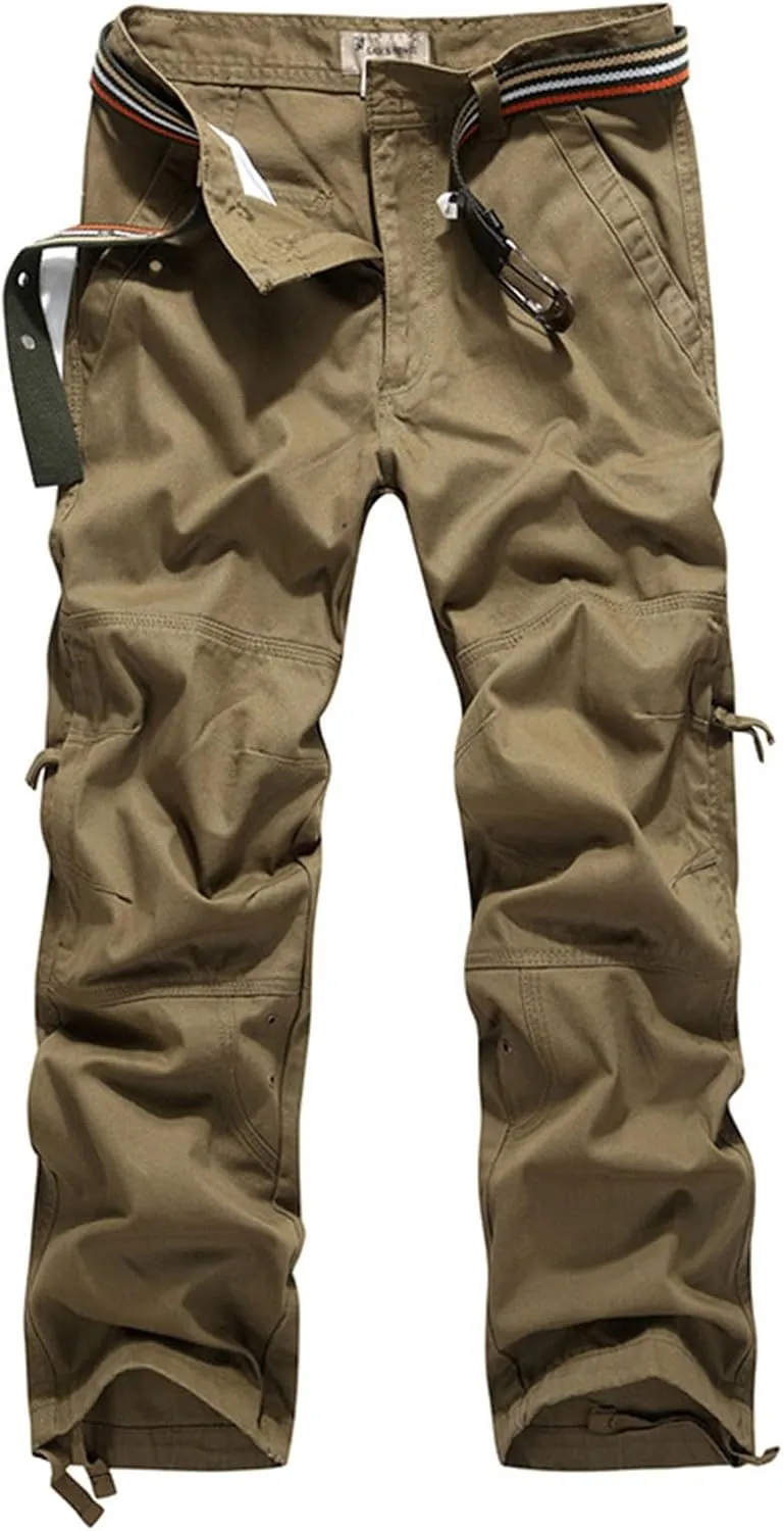 Mens Pants Cargo Joggers Outdoor Hiking Pants Multi Pockets Classic Fit Comfort Utility Cargo Work Pants Regular Fit