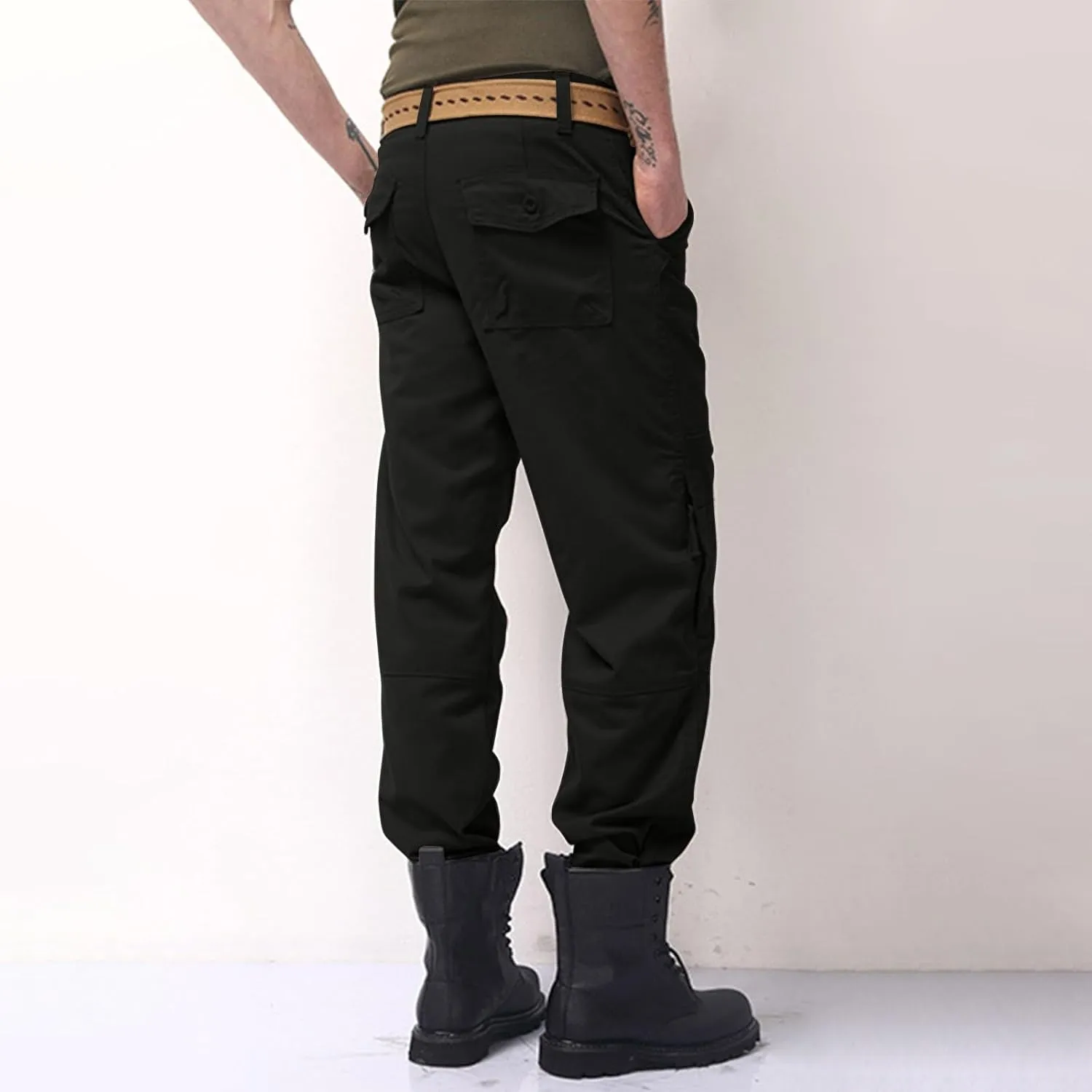 Mens Pants Cargo Joggers Outdoor Hiking Pants Multi Pockets Classic Fit Comfort Utility Cargo Work Pants Regular Fit