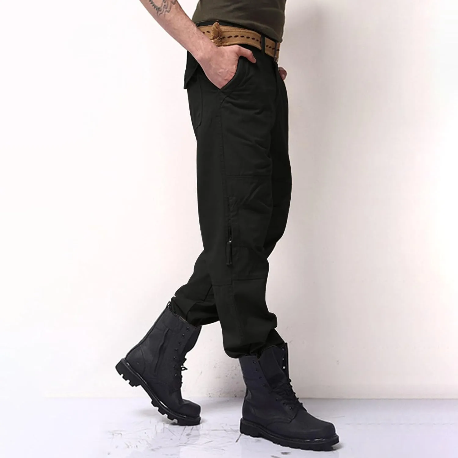 Mens Pants Cargo Joggers Outdoor Hiking Pants Multi Pockets Classic Fit Comfort Utility Cargo Work Pants Regular Fit