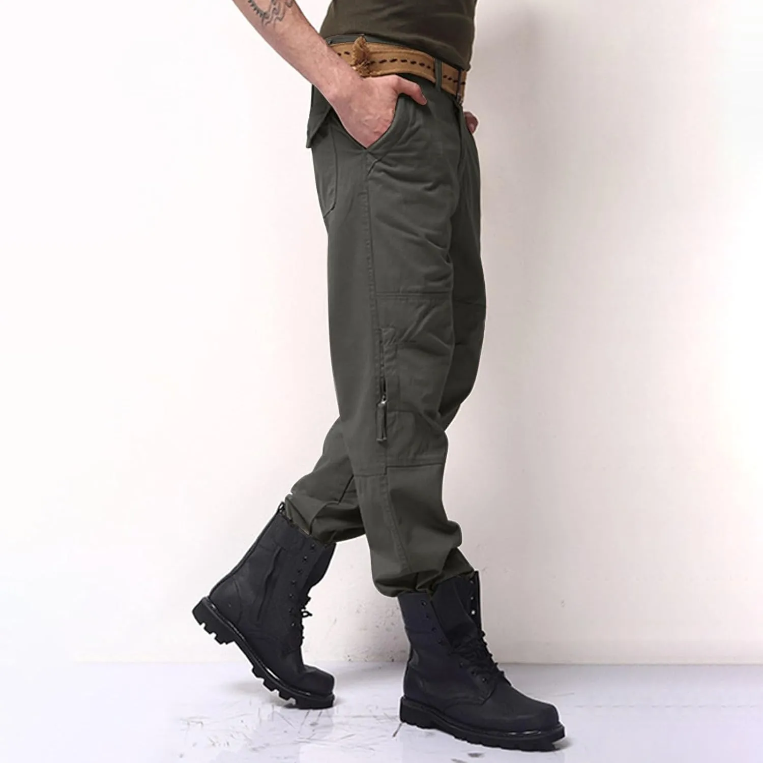 Mens Pants Cargo Joggers Outdoor Hiking Pants Multi Pockets Classic Fit Comfort Utility Cargo Work Pants Regular Fit