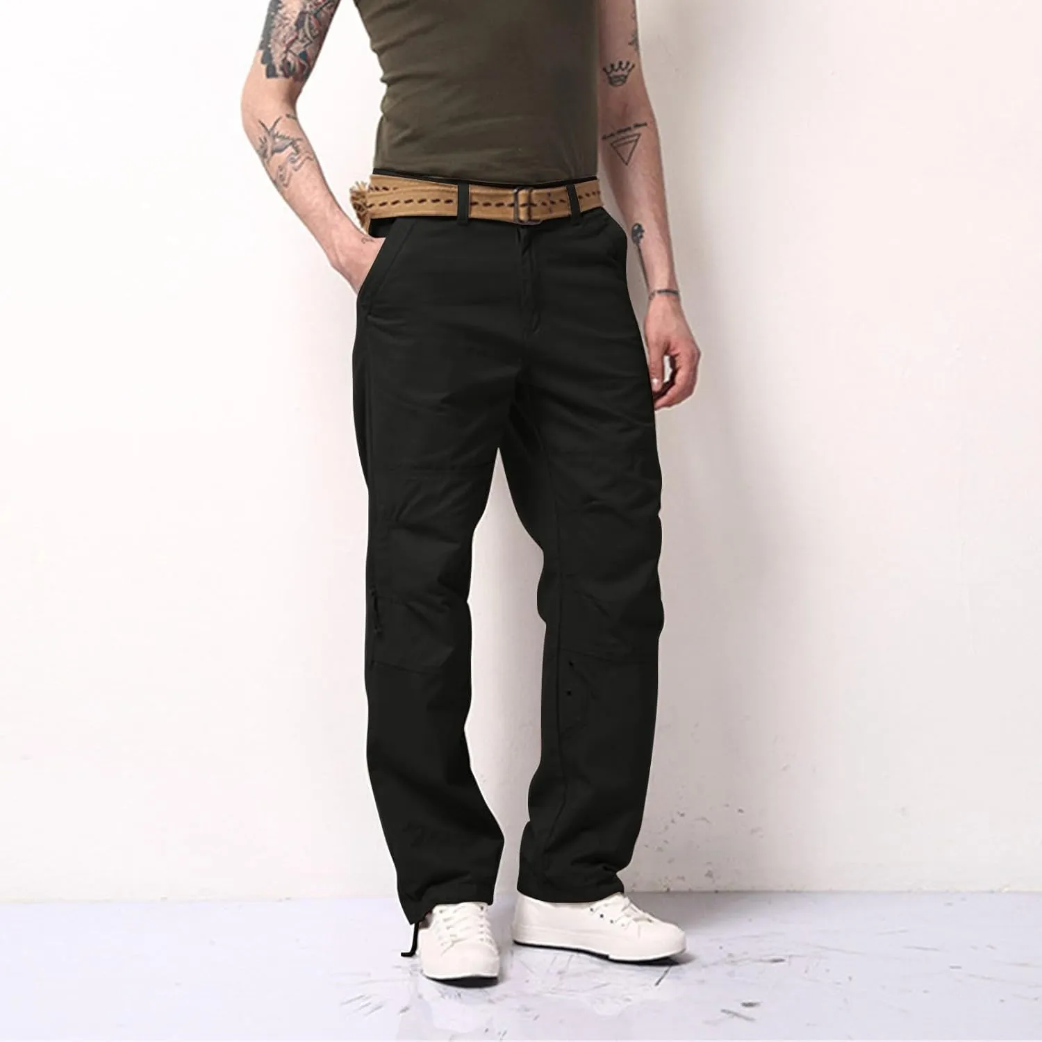Mens Pants Cargo Joggers Outdoor Hiking Pants Multi Pockets Classic Fit Comfort Utility Cargo Work Pants Regular Fit