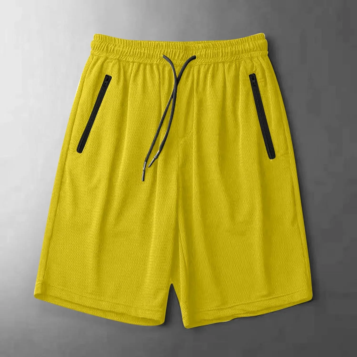 Mens Quick Dry Running Shorts with Zipper Pocket Drawstring Waist Summer Breathable Ice Silk Workout Short Pants