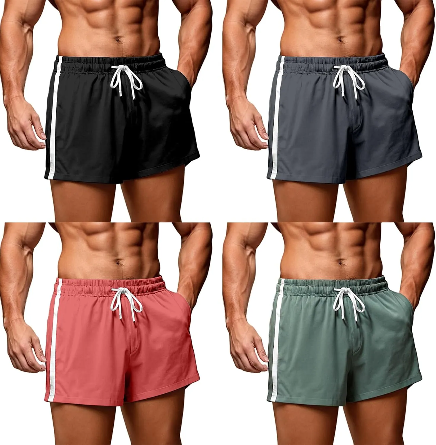 Mens Quick Dry Shorts 5 Inch Lightweight Drawstring Waist Athletic Short Casual Summer Beach Workout Running Shorts