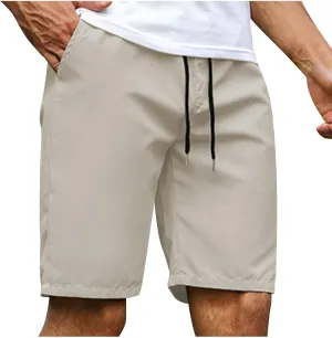 Men's Running Athletic Shorts Casual Straight Leg Drawstring Waist Workout Short Pant Summer Quick Dry Beach Shorts