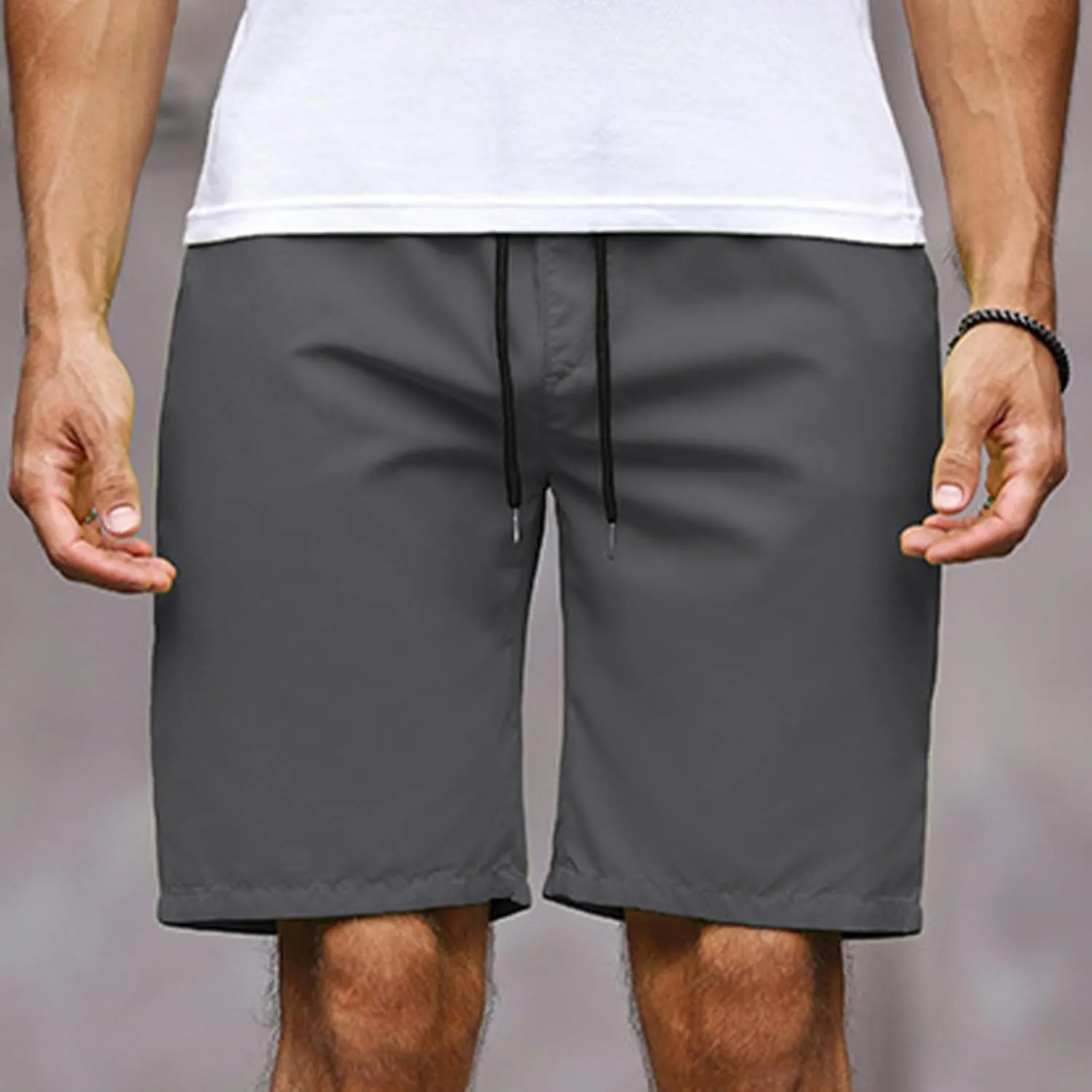 Men's Running Athletic Shorts Casual Straight Leg Drawstring Waist Workout Short Pant Summer Quick Dry Beach Shorts