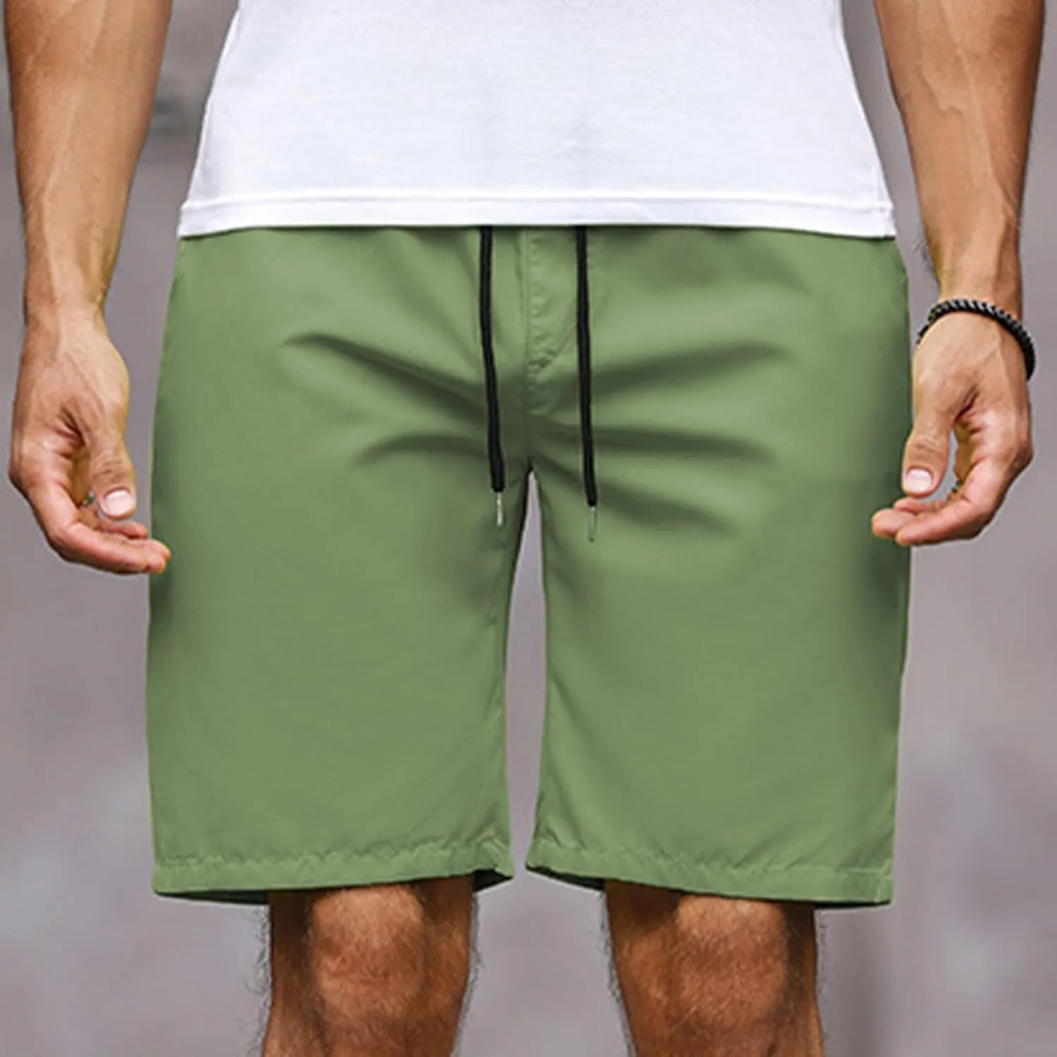 Men's Running Athletic Shorts Casual Straight Leg Drawstring Waist Workout Short Pant Summer Quick Dry Beach Shorts