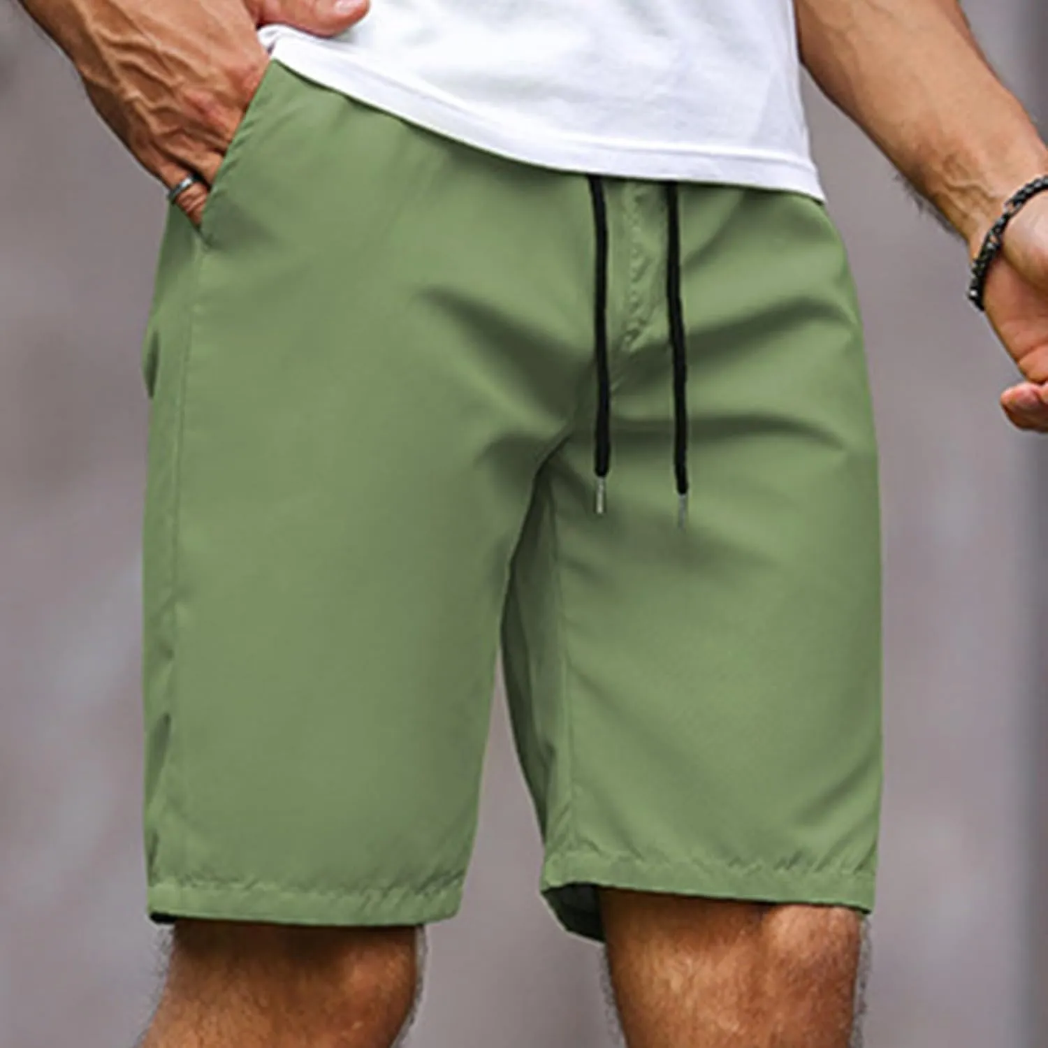 Men's Running Athletic Shorts Casual Straight Leg Drawstring Waist Workout Short Pant Summer Quick Dry Beach Shorts