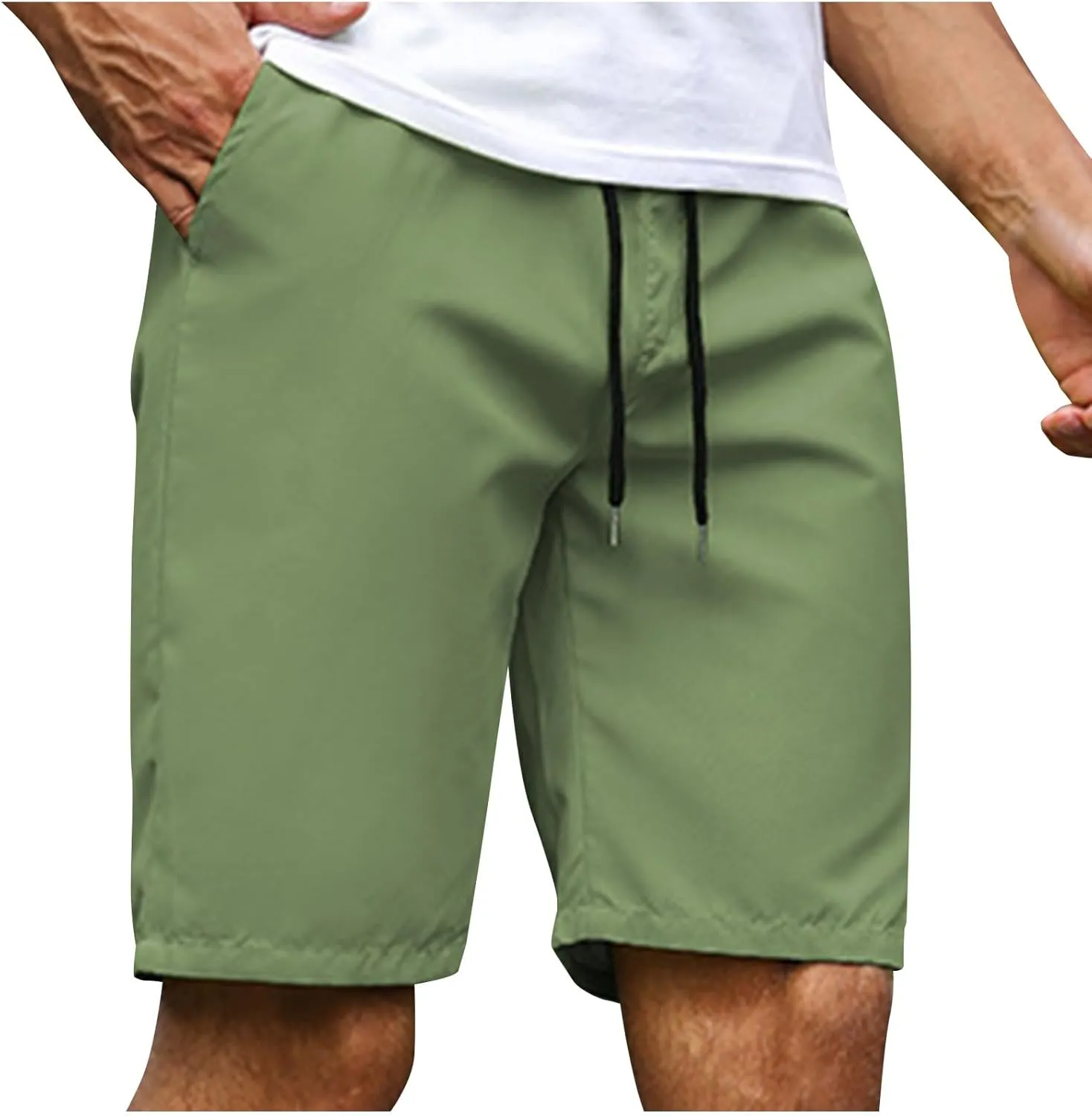 Men's Running Athletic Shorts Casual Straight Leg Drawstring Waist Workout Short Pant Summer Quick Dry Beach Shorts