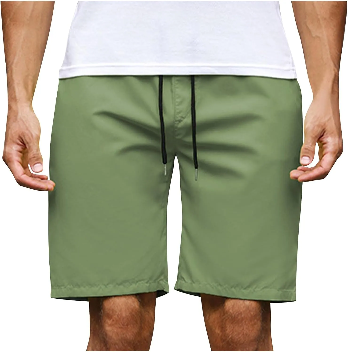 Men's Running Athletic Shorts Casual Straight Leg Drawstring Waist Workout Short Pant Summer Quick Dry Beach Shorts