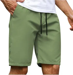 Men's Running Athletic Shorts Casual Straight Leg Drawstring Waist Workout Short Pant Summer Quick Dry Beach Shorts
