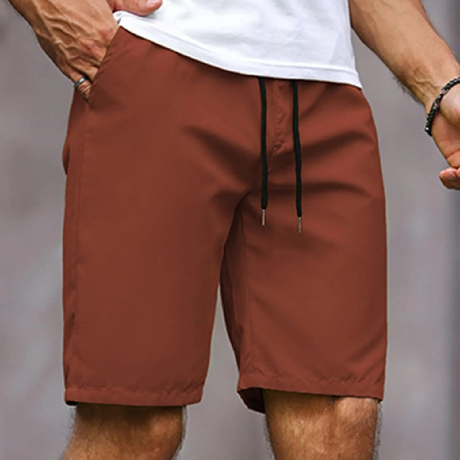 Men's Running Athletic Shorts Summer Casual Straight Leg Drawstring Waist Quick Dry Exercise Workout Shorts
