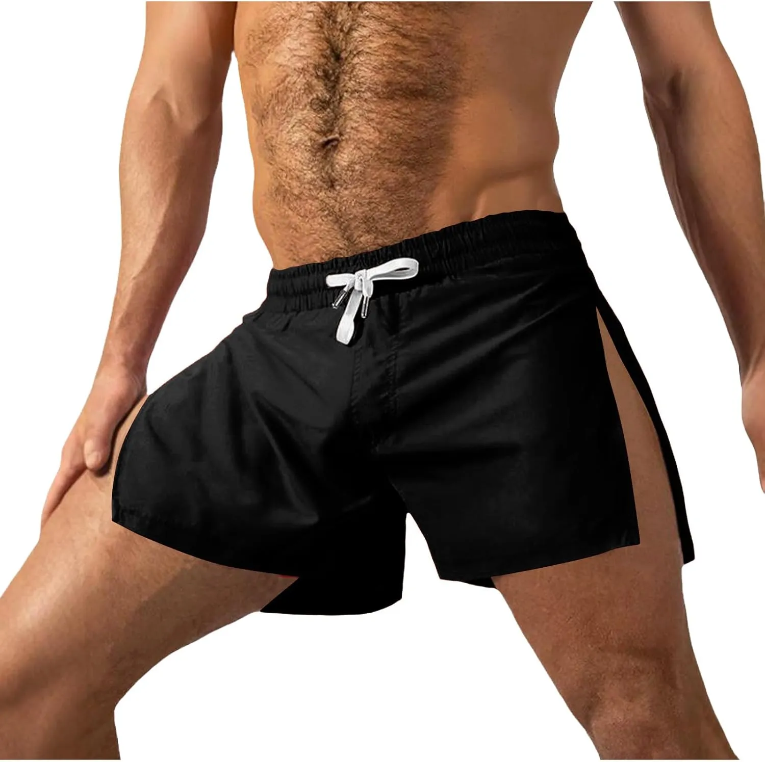 Mens Running Shorts 5 Inch Lightweight Drawstring Waist Athletic Shorts Summer Quick Dry Split Gym Workout Shorts