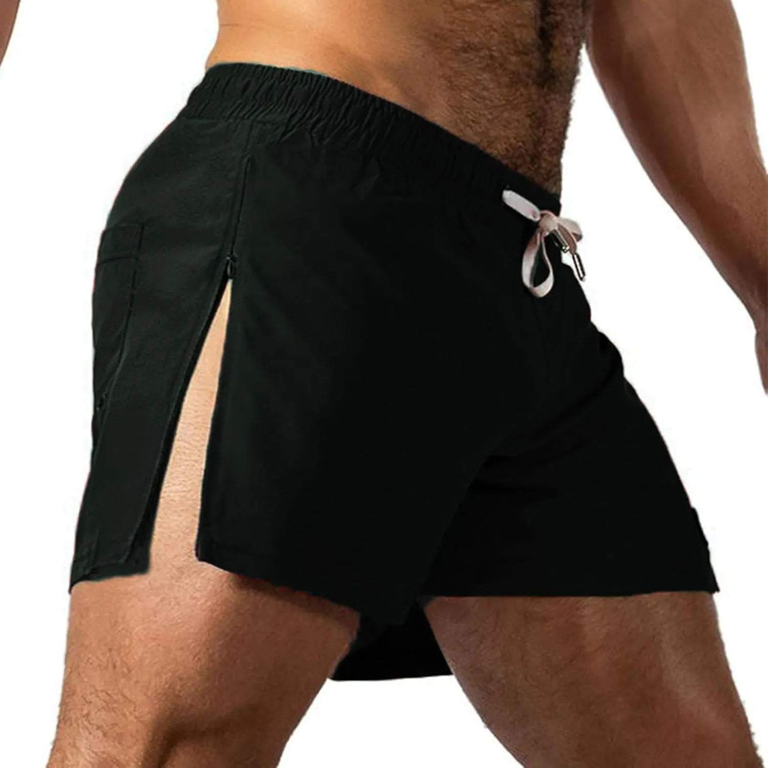 Mens Running Shorts 5 Inch Lightweight Drawstring Waist Athletic Shorts Summer Quick Dry Split Gym Workout Shorts