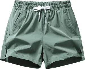 Mens Shorts 5 Inch Drawstring Waist Athletic Shorts Summer Quick Dry Beach Workout Running Casual Lightweight Shorts