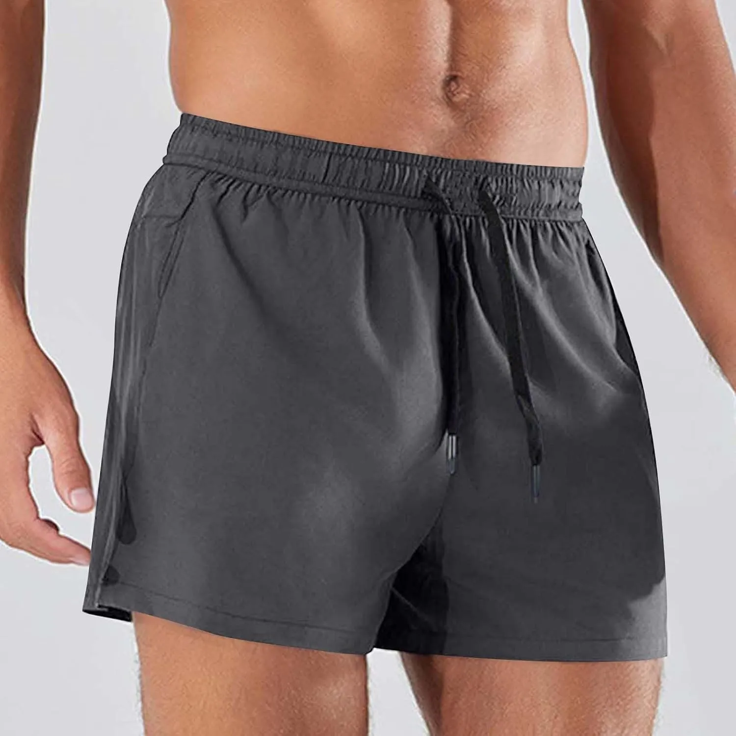 Mens Shorts 5 inch Lightweight Drawstring Waist Athletic Shorts Quick Dry Beach Gym Workout Running Casual Pant