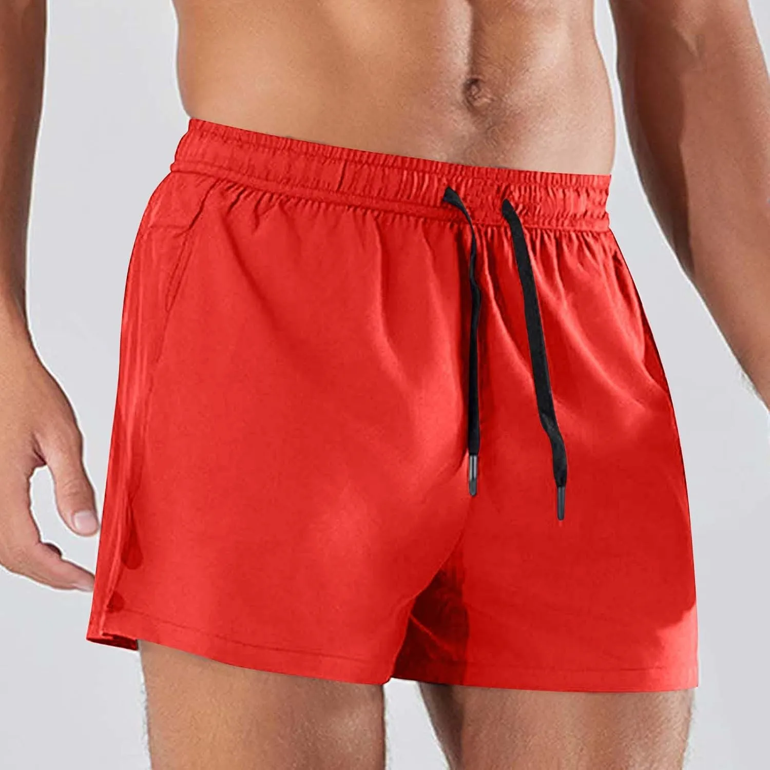 Mens Shorts 5 inch Lightweight Drawstring Waist Athletic Shorts Quick Dry Beach Gym Workout Running Casual Pant