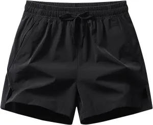 Mens Shorts Lightweight Drawstring Waist Athletic Short Summer Quick Dry Beach Gym Workout Running Casual Shorts
