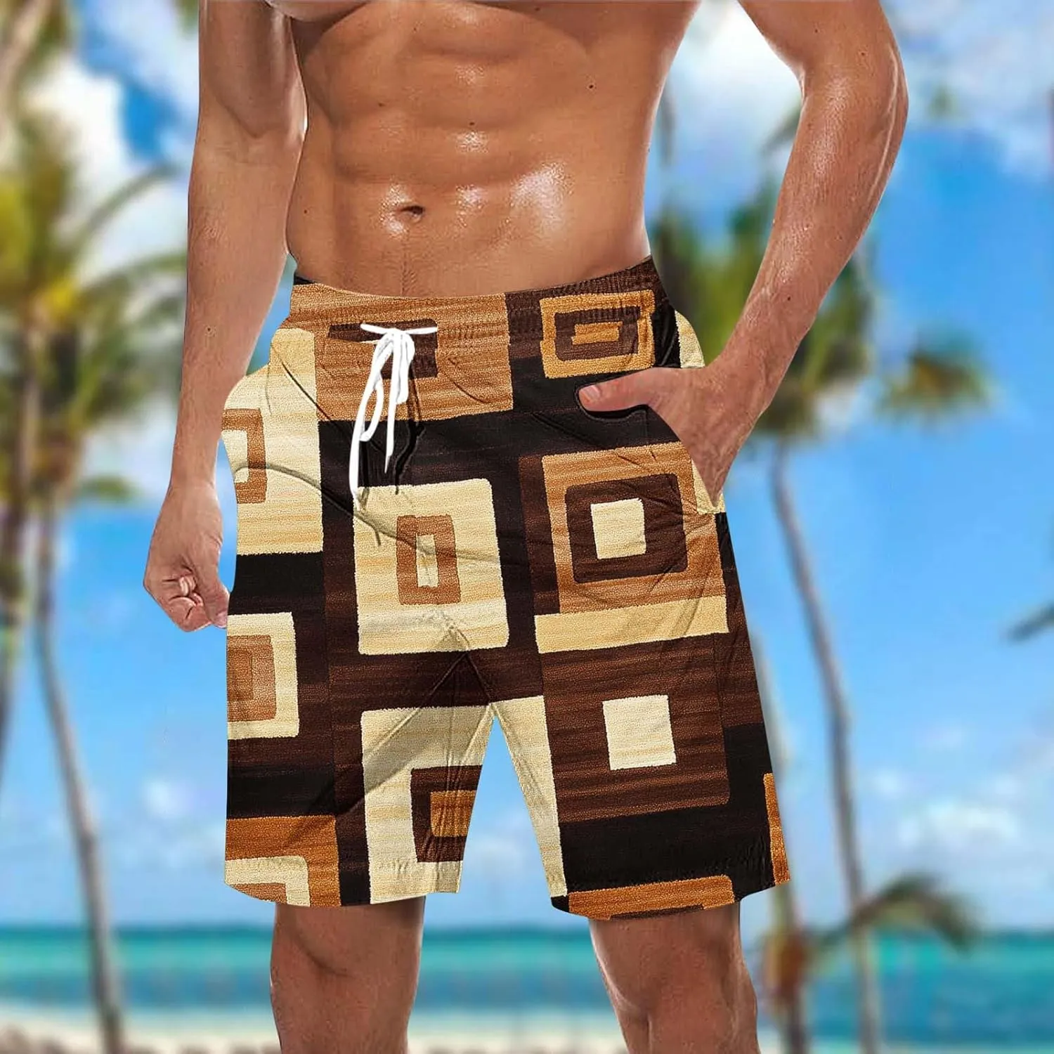 Mens Shorts Lightweight Drawstring Waist Athletic Shorts Summer Quick Dry Beach Gym Workout Running Casual Shorts