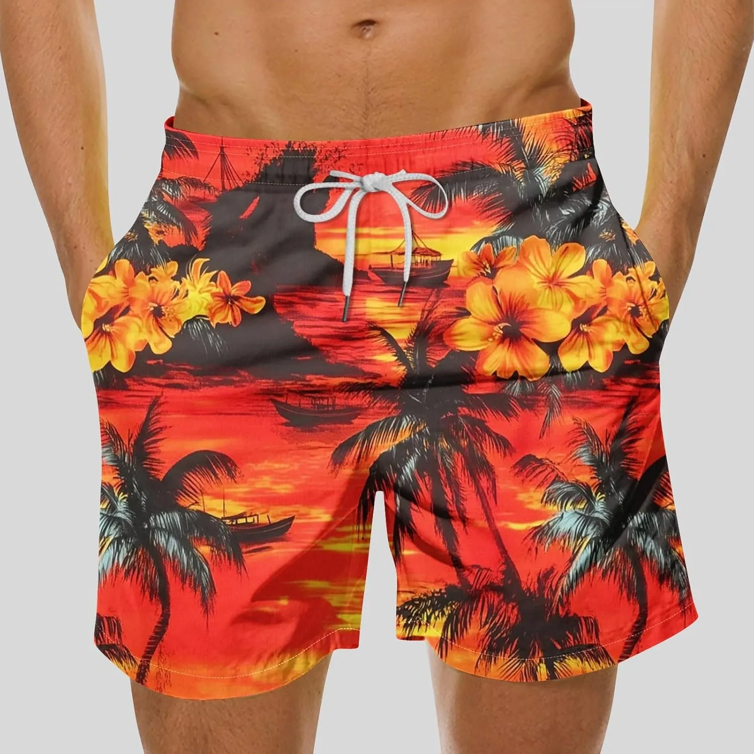 Mens Shorts Lightweight Drawstring Waist Athletic Shorts Summer Quick Dry Beach Gym Workout Running Casual Shorts