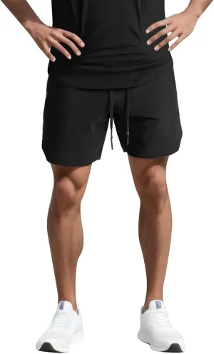 Mens Shorts, Mens 7'' Gym Workout Shorts Athletic Running Shorts Quick Dry Loose Fit Training Shorts with Zipper Pockets