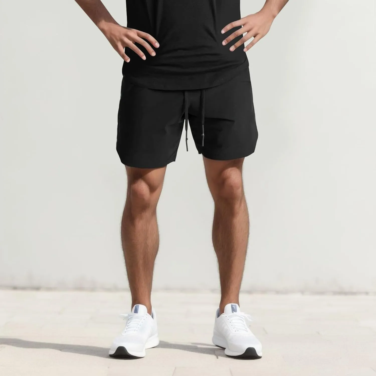 Mens Shorts, Mens 7'' Gym Workout Shorts Athletic Running Shorts Quick Dry Loose Fit Training Shorts with Zipper Pockets