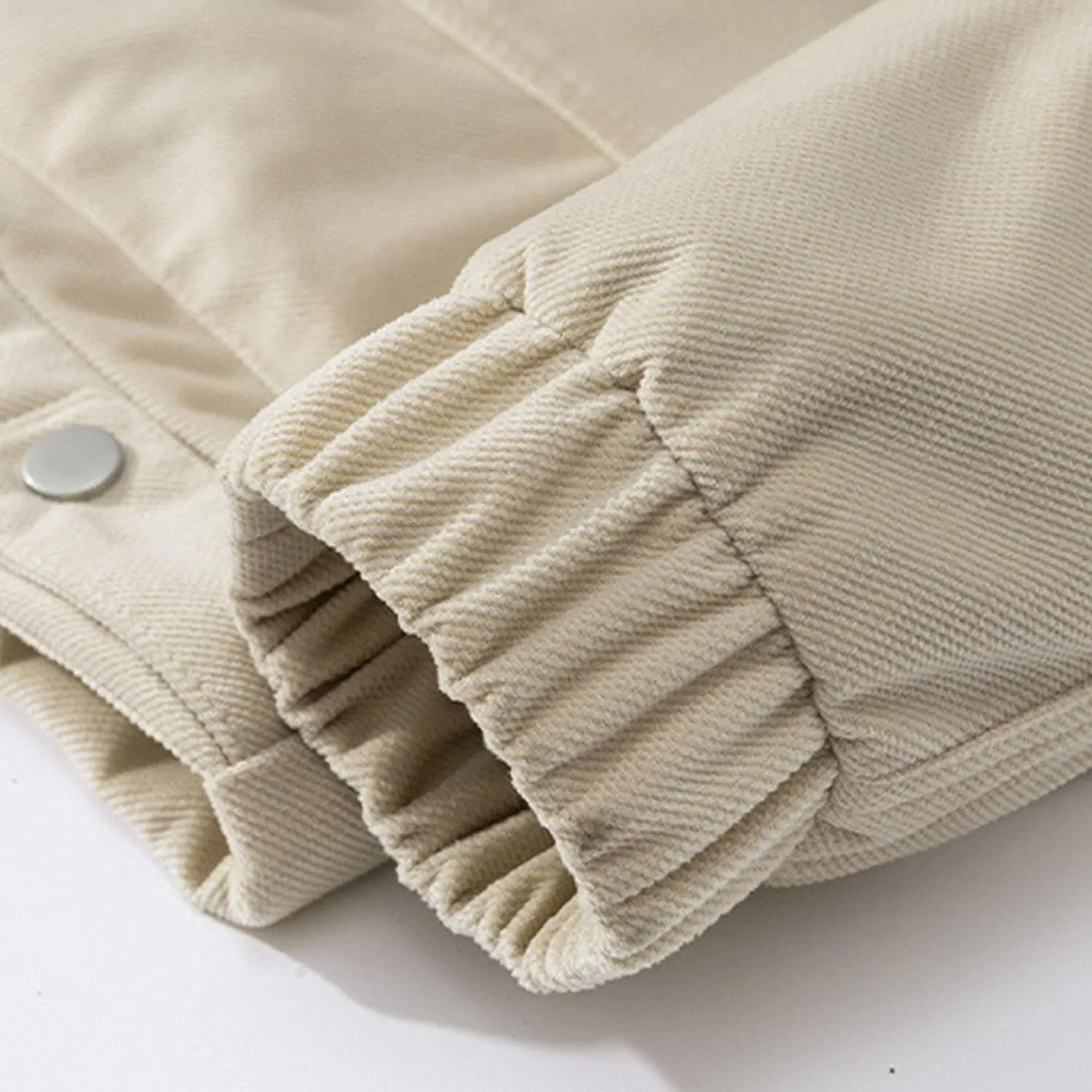 Men's Solid Color Flight Bomber Jacket Stand Collar Cotton Cargo Jacket with Pocket Casual Loose Padded Coats