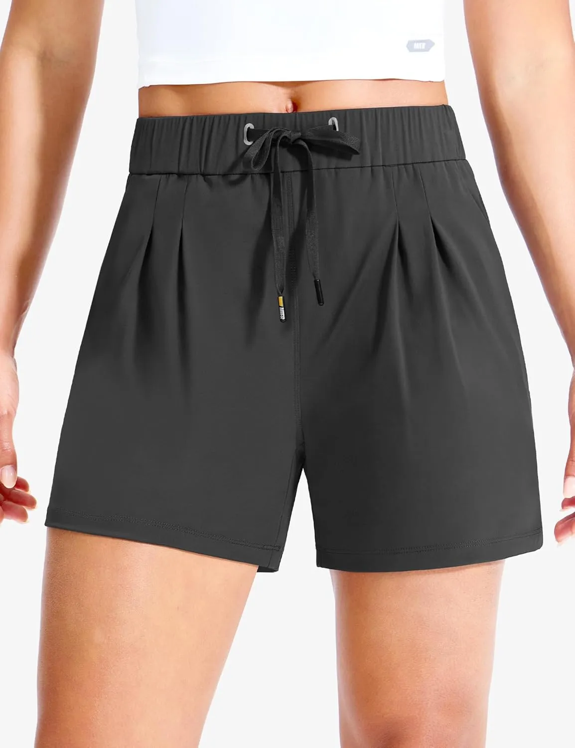 MIER Running Shorts for Women Quick Dry Soft Stretch Workout Athletic Gym Sports Active Shorts with Pockets, 4 Inch Inseam