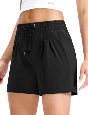 MIER Running Shorts for Women Quick Dry Soft Stretch Workout Athletic Gym Sports Active Shorts with Pockets, 4 Inch Inseam