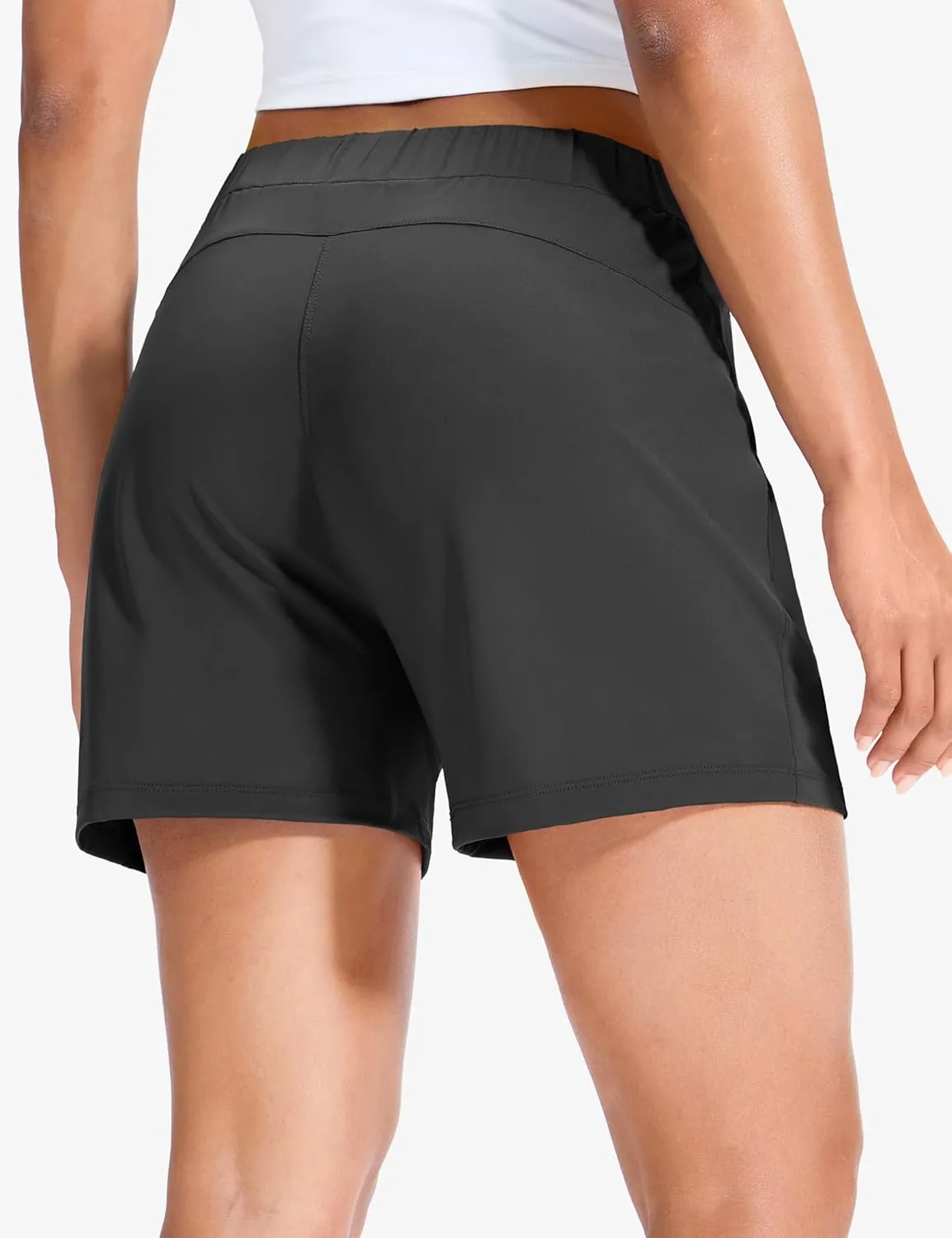 MIER Running Shorts for Women Quick Dry Soft Stretch Workout Athletic Gym Sports Active Shorts with Pockets, 4 Inch Inseam