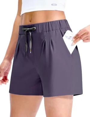 MIER Running Shorts for Women Quick Dry Soft Stretch Workout Athletic Gym Sports Active Shorts with Pockets, 4 Inch Inseam
