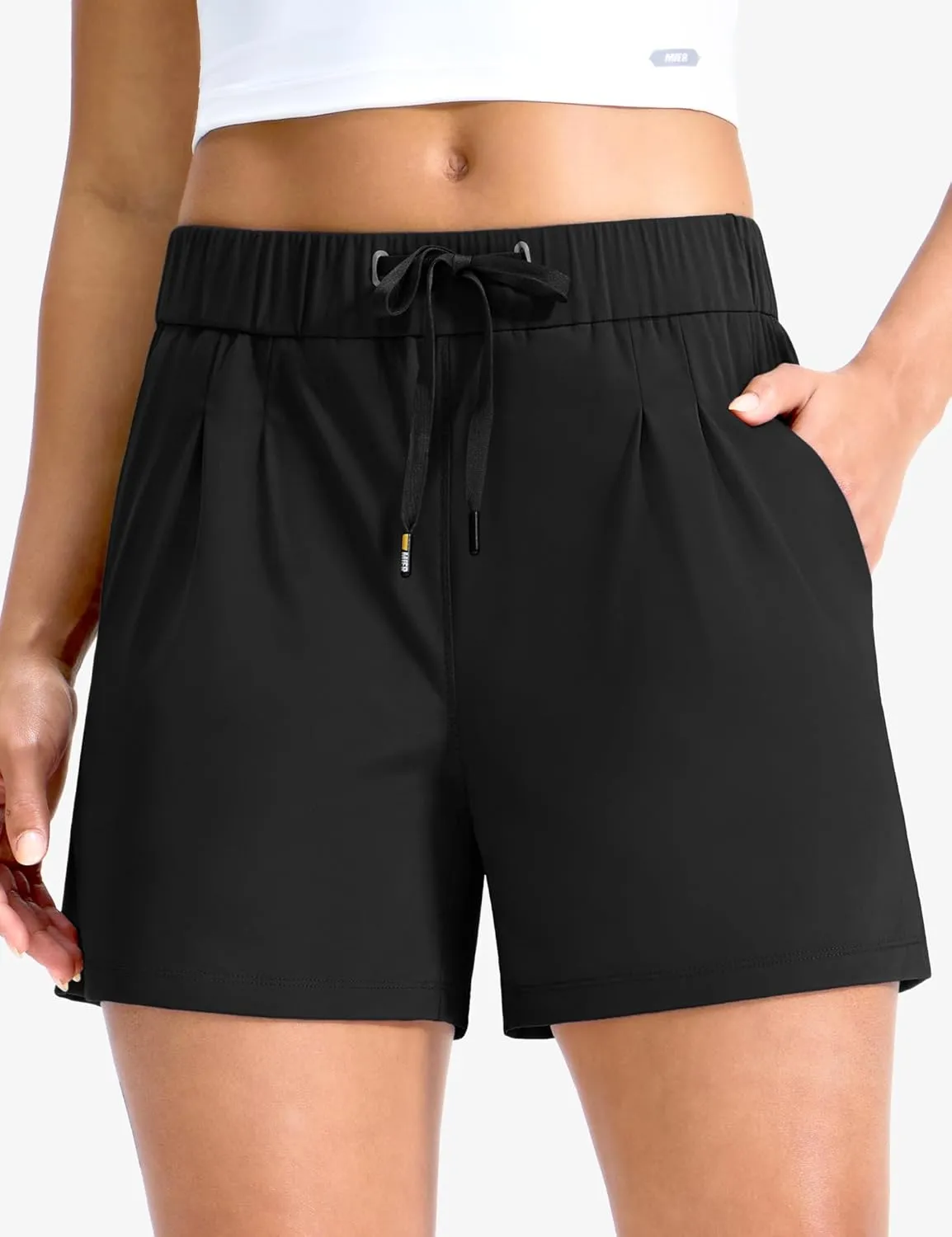 MIER Running Shorts for Women Quick Dry Soft Stretch Workout Athletic Gym Sports Active Shorts with Pockets, 4 Inch Inseam