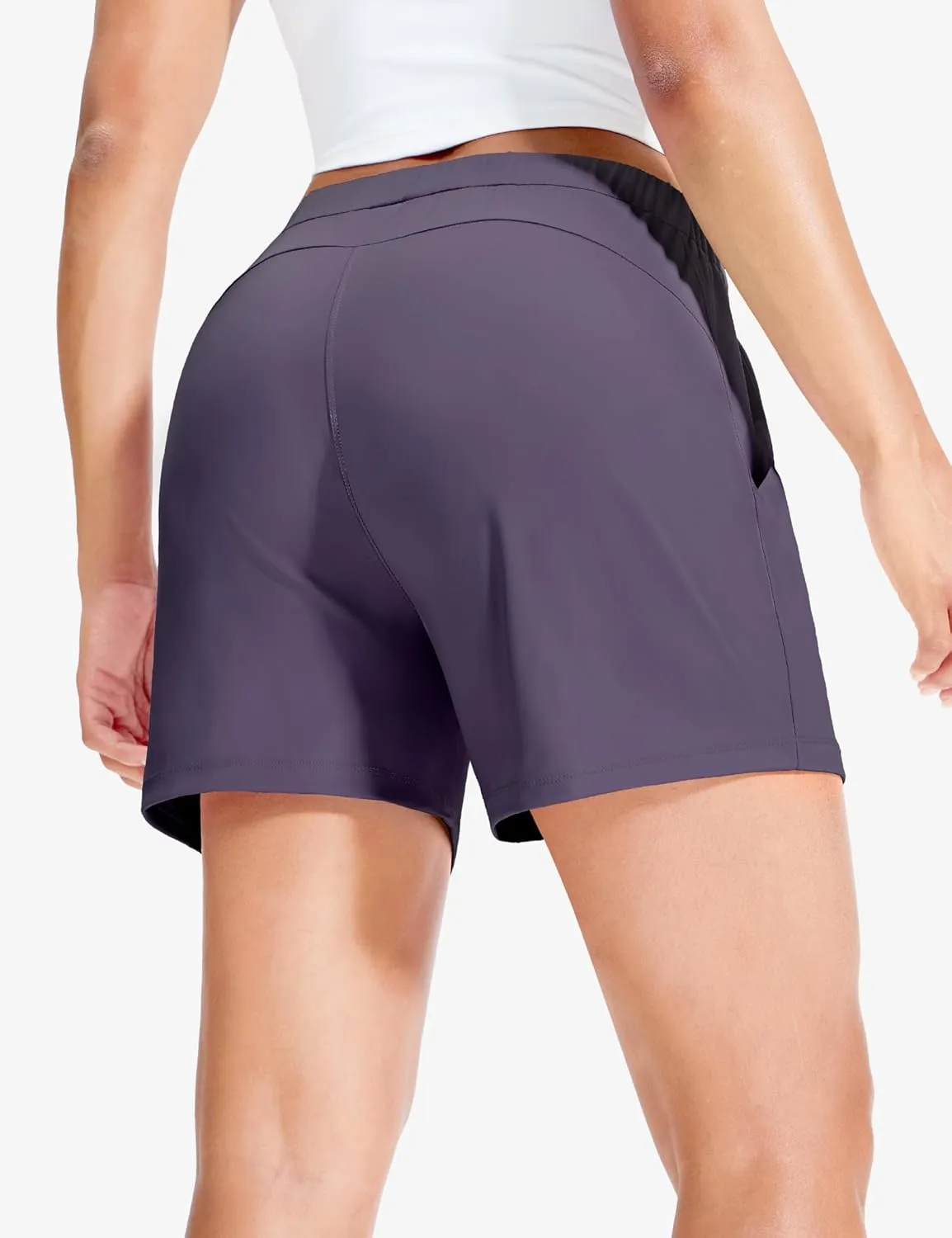 MIER Running Shorts for Women Quick Dry Soft Stretch Workout Athletic Gym Sports Active Shorts with Pockets, 4 Inch Inseam