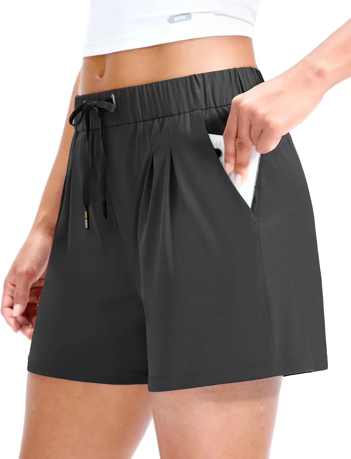MIER Running Shorts for Women Quick Dry Soft Stretch Workout Athletic Gym Sports Active Shorts with Pockets, 4 Inch Inseam