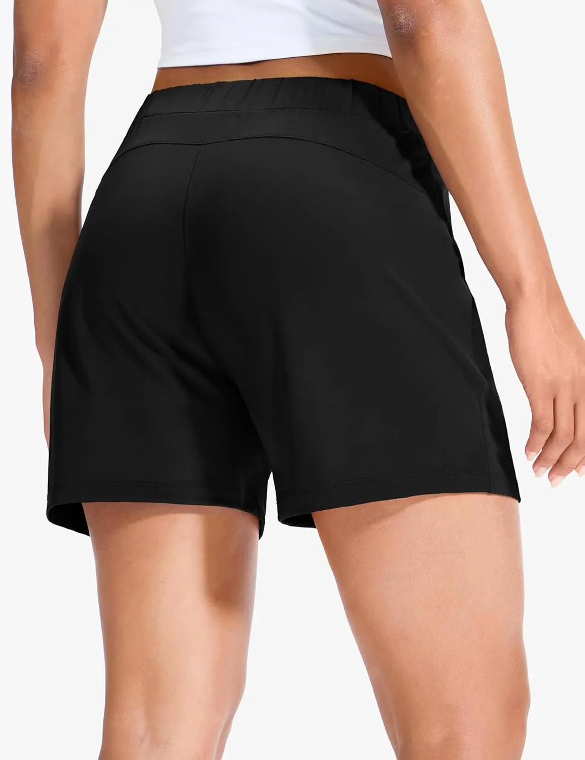 MIER Running Shorts for Women Quick Dry Soft Stretch Workout Athletic Gym Sports Active Shorts with Pockets, 4 Inch Inseam