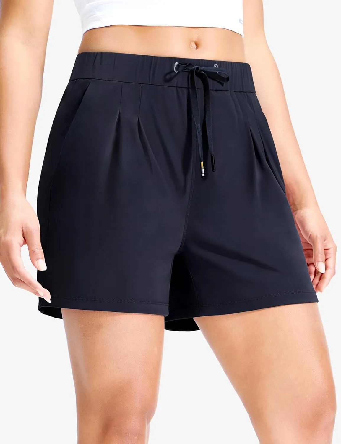 MIER Running Shorts for Women Quick Dry Soft Stretch Workout Athletic Gym Sports Active Shorts with Pockets, 4 Inch Inseam