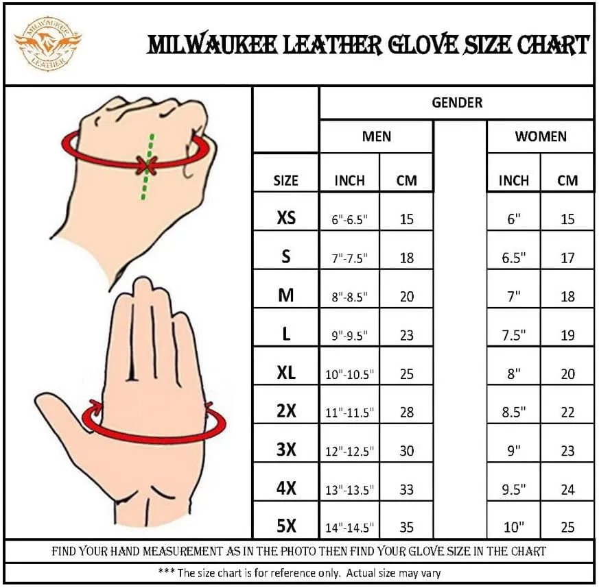 Milwaukee Leather Cool-Tec MG7502 Men's Gel Palm Leather Gloves with Touch Screen Fingers