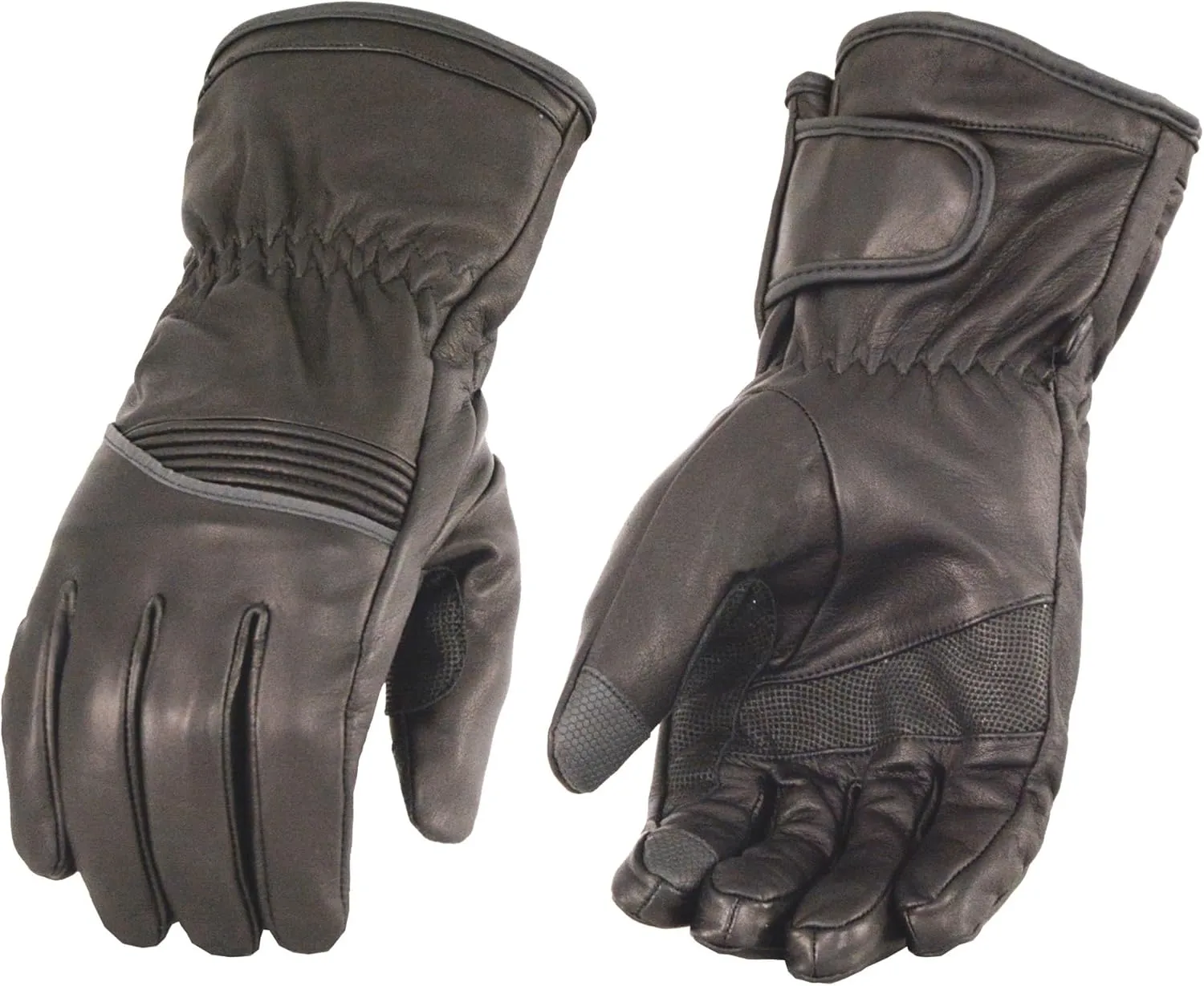 Milwaukee Leather Men's Leather Waterproof Gauntlet Glove w/Flex Knuckles - Touch Screen Fingers MG7551