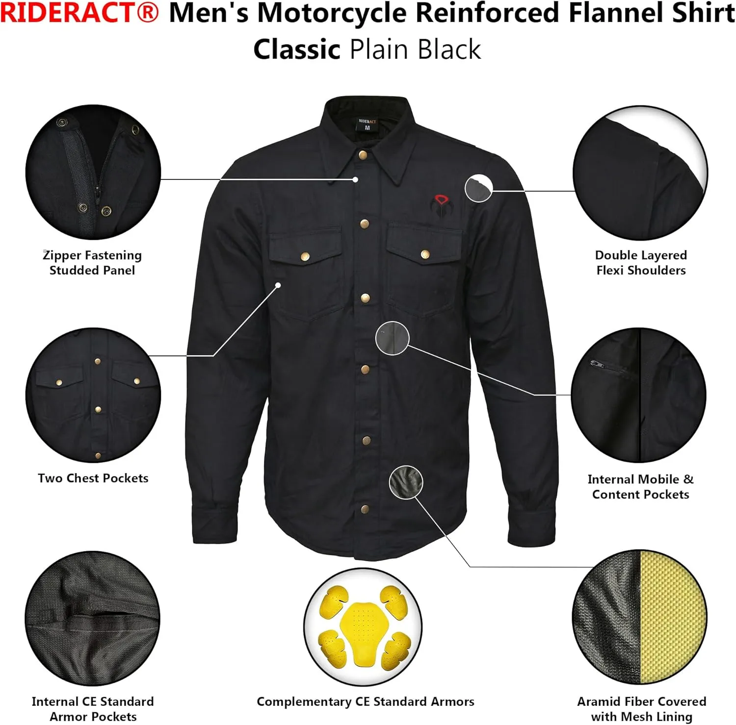 Motorcycle Flannel Shirts Mens Kevlar Reinforced Motorbike Riding Armored Shirt Protective Gear Biker Jacket
