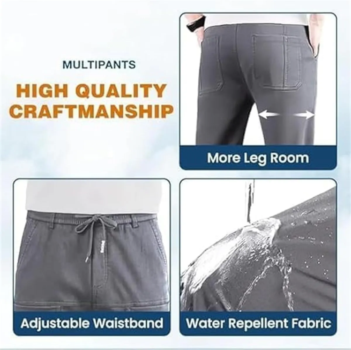 Multipants Luxury Pants, Multipants  High Stretch Multi-Pocket Durable Cargo Pant, MenComfy Cargo High Stretch Pant