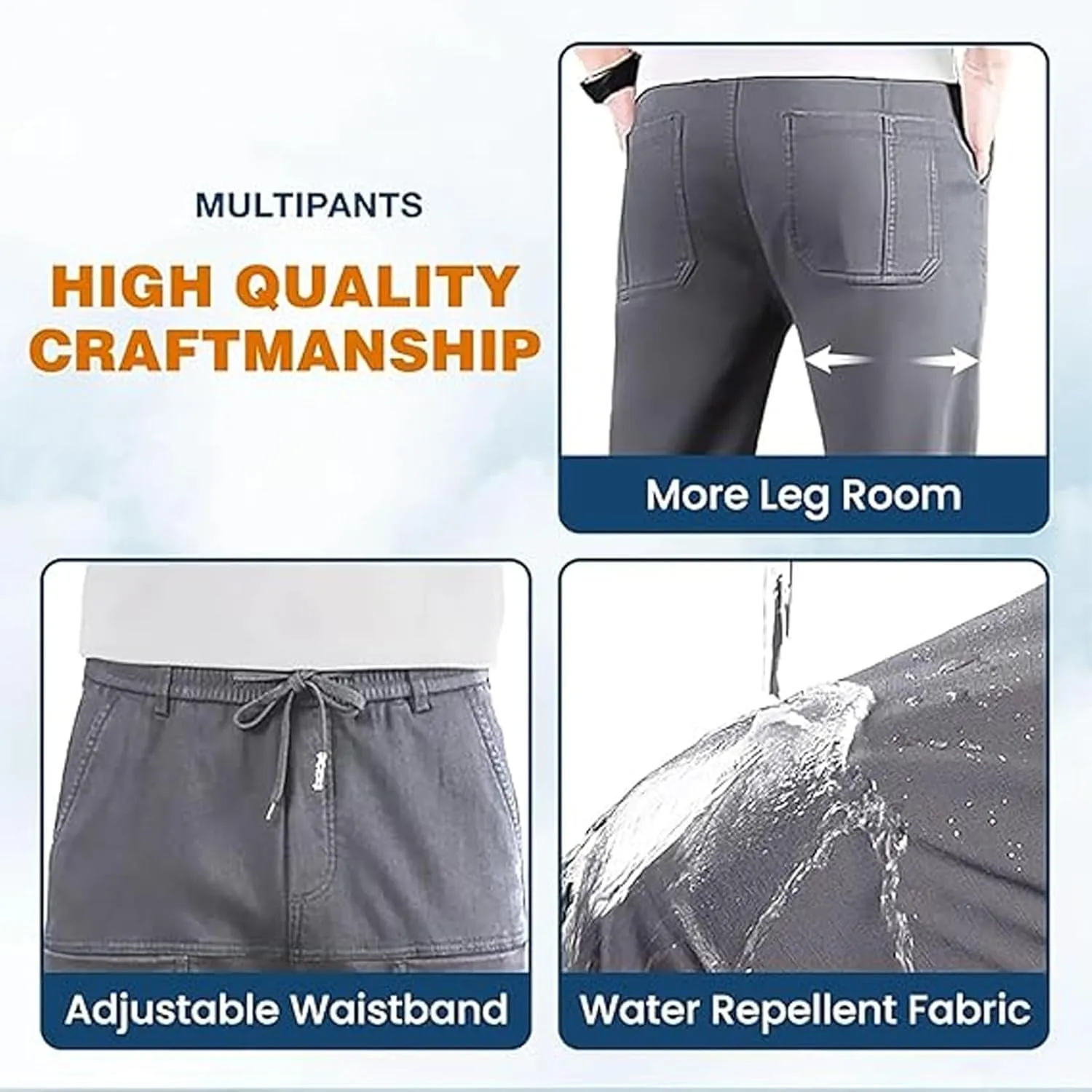 Multipants Luxury Pants, Multipants – High Stretch Multi-Pocket Durable Cargo Pants, Men Comfy Cargo High Stretch Pant