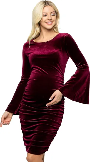 My Bump Maternity Dress Velvet - Premium Soft Stretch Baby Shower Photography Party Bodycon