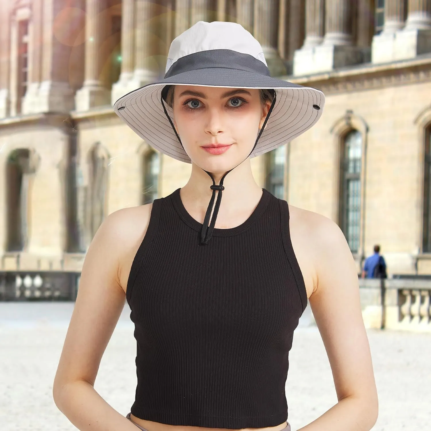 NPQQUAN 2 Packs Ponytail Sun Bucket Hat for Women Men Wide Brim UPF 50  Fishing & Beach Hats