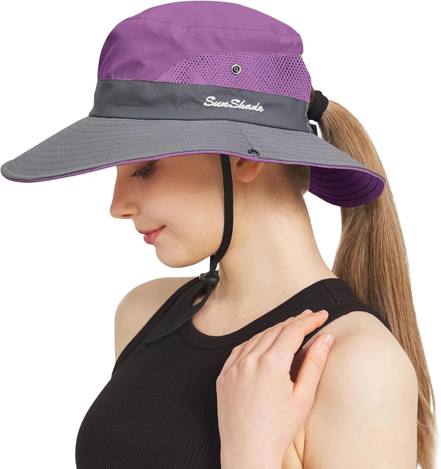 NPQQUAN Ponytail Sun Bucket Hats for Women Men Wide Brim UPF 50  Fishing & Beach Hats
