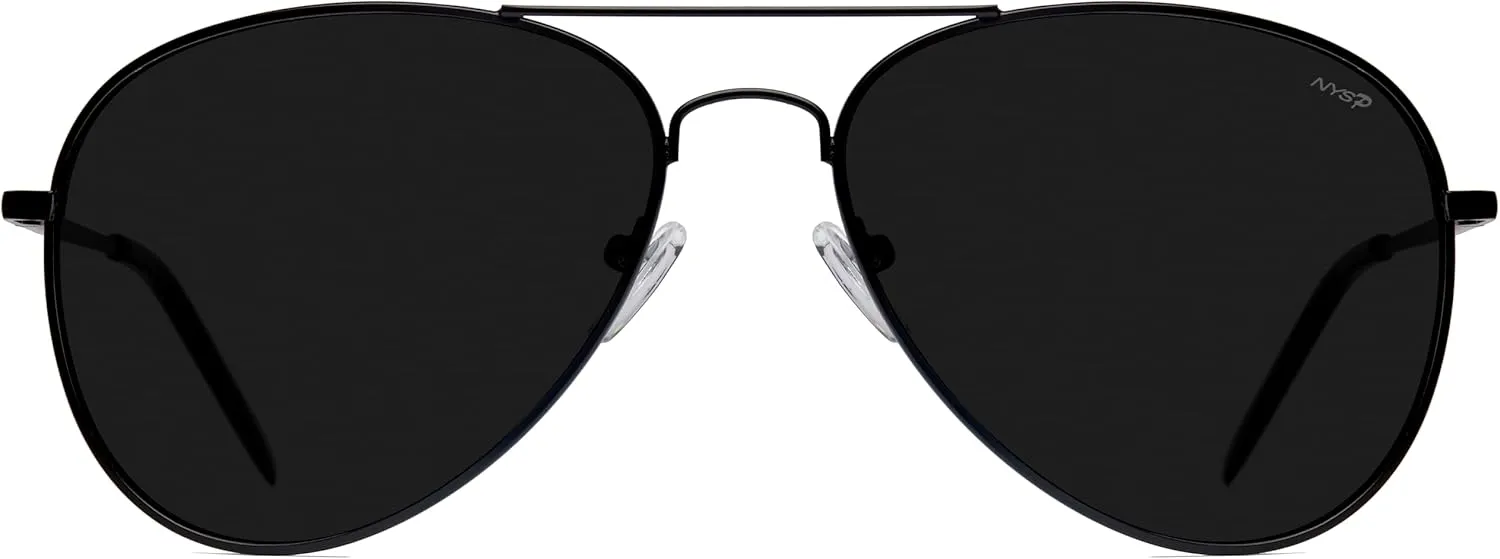 NYS Collection Premium Polarized Classic Aviator Sunglasses, Lightweight Frame, 63mm Lenses, UV400 for Men & Women