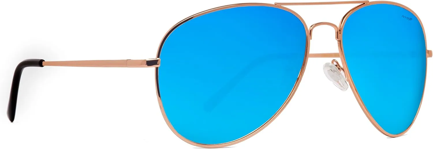 NYS Collection Premium Polarized Classic Aviator Sunglasses, Lightweight Frame, 63mm Lenses, UV400 for Men & Women