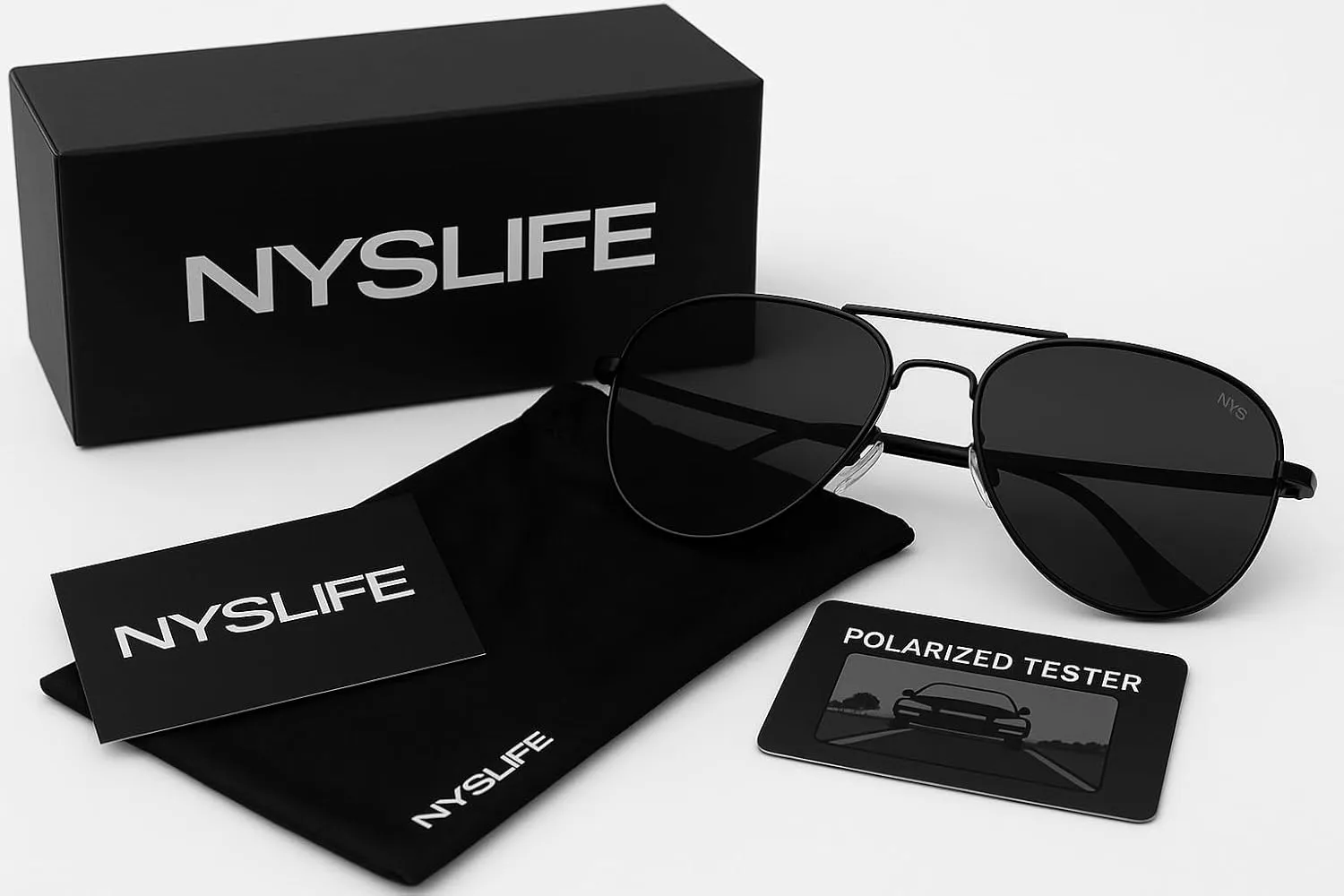NYS Collection Premium Polarized Classic Aviator Sunglasses, Lightweight Frame, 63mm Lenses, UV400 for Men & Women